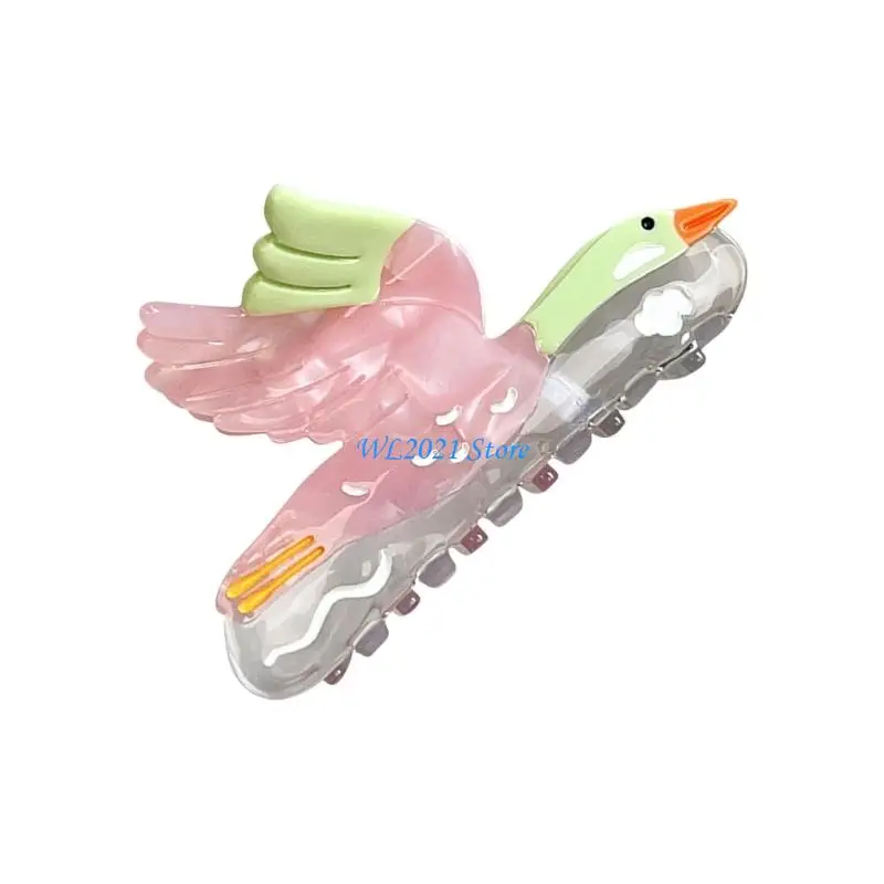 

G5GC Cartoon Wild Gooses Hair Claw Clip Transparent Spring Summer Hair Accessories for Women Girls Fashion Hairpin