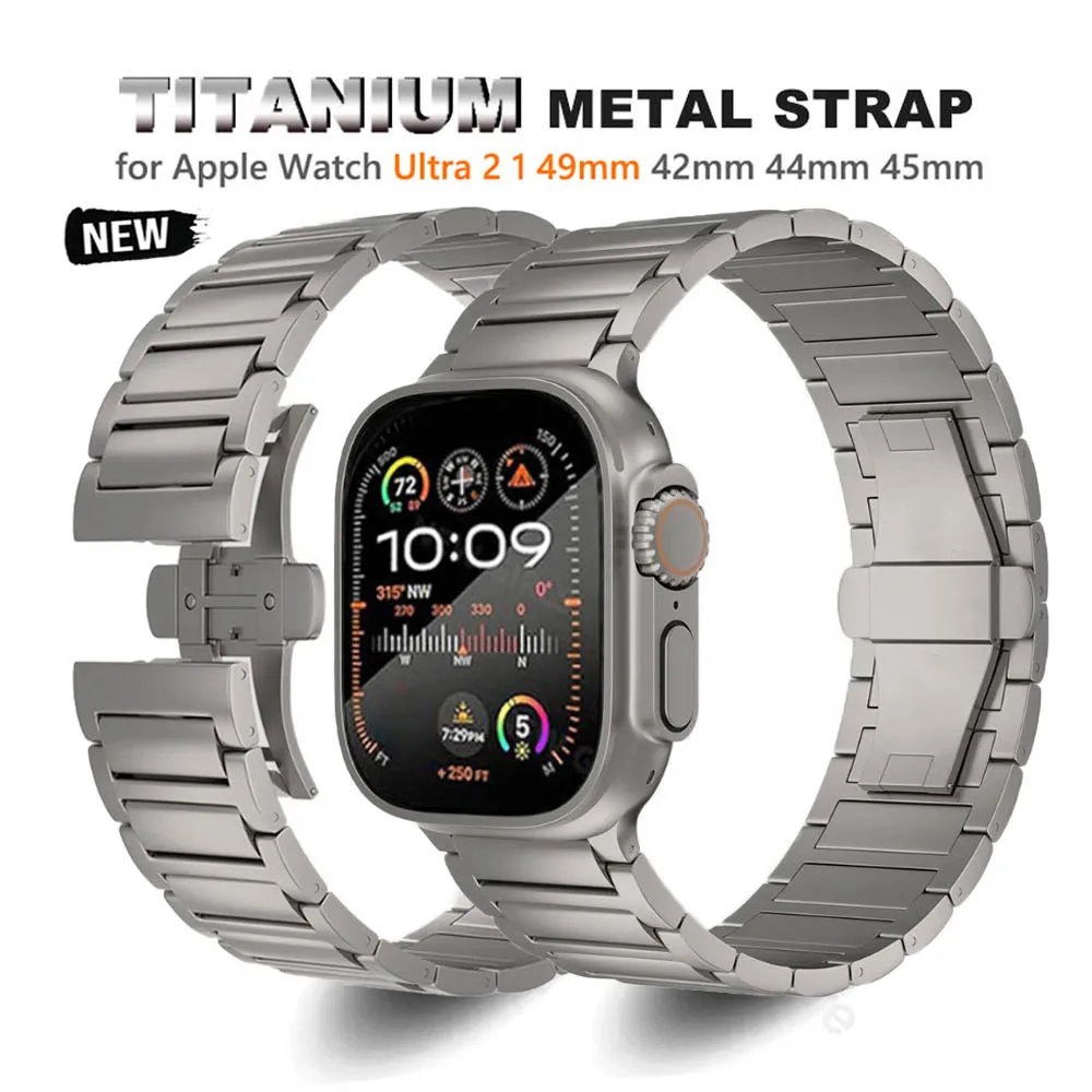 Titanium Strap For Apple Watch Ultra 2 1 49mm 45mm Luxury Metal Band For iWatch 8 7 6 5 4 se 44mm 42mm Mens Business Bracelet