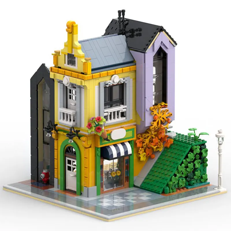 MOC- 171195   Модель блоков Unity Townhouse, сборка мелких частиц, кирпичная игрушка, подарок на день рождения, оригинальность, 1880 шт.