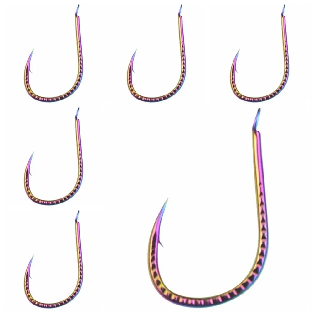 50Pcs Long Handle Isni Fish Hook High Carbon Steel Sharp Colorful Fishing Hook Strengthen Thin Barbed Hook Crucian Carp