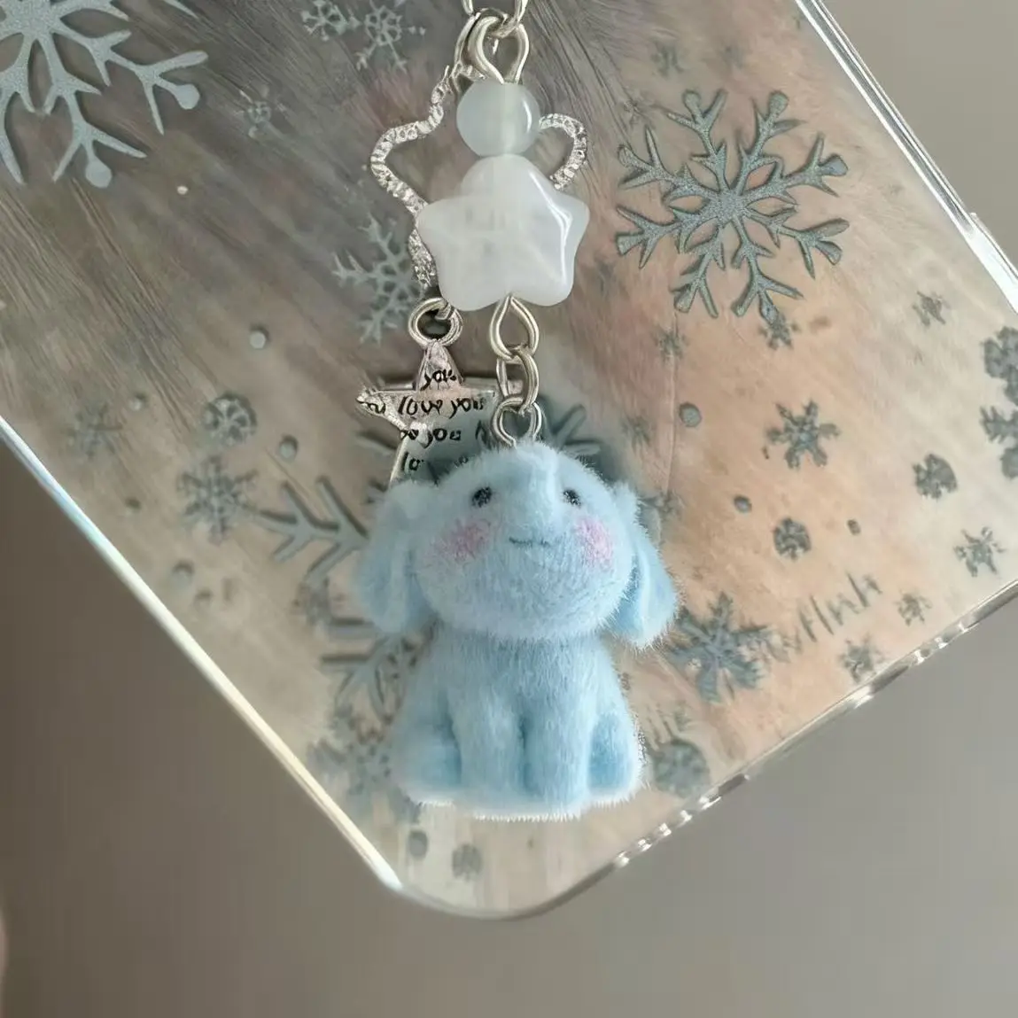 Resin Flocking Cartoon Cute Little Elephant Keychain Mobile Phone Decoration Diy Handmade Jewelry Small Pendant Plush Keyrings