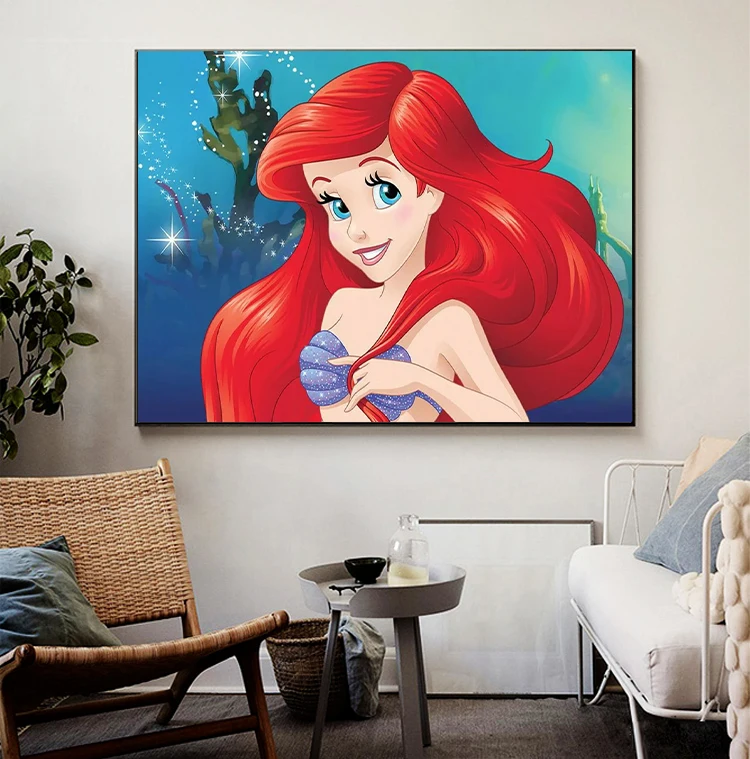 Disney Princess Mosaic Diamond Painting Beautiful Ariel Diamond Mosaic Rhinestone DIY Cross Stitch Home Decoration