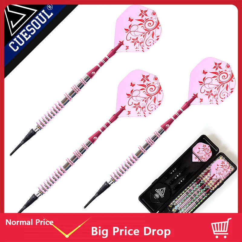 CUESOUL Professional Darts 17g 15cm Soft Tip Darts Electronic Dardos With Aluminum Alloy Shaft And Pink Flights Dartboard Games