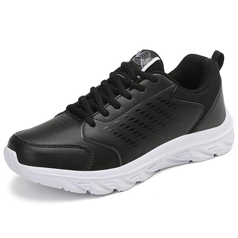 Black Sneakers for Men Hight Quality Casual Sneakers Autumn Leisure Outdoor Non-slip Male Artificial Leather Sports Shoes Size46