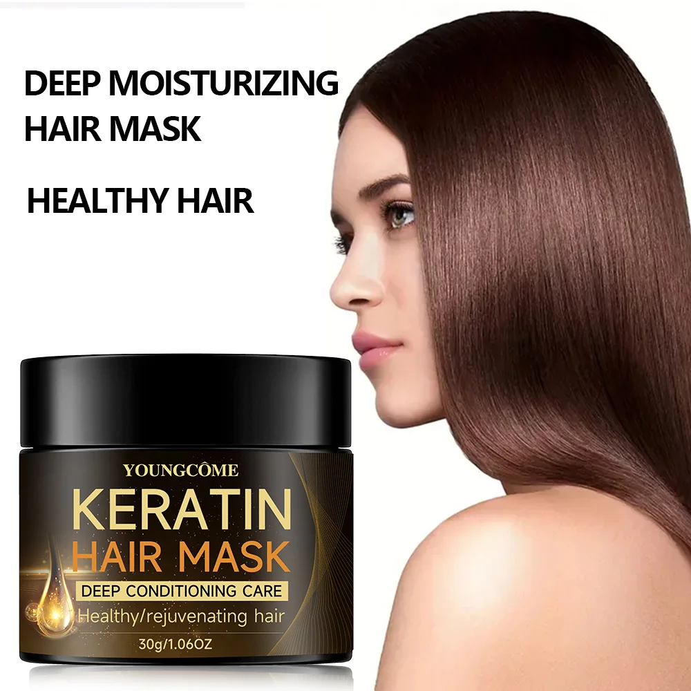 Keratin Hair Mask หน้ากากผมมืออาชีพ Deep Nourishing Hair Care ซ่อมแซมผมเสียคืน Shine เหมาะสําหรับผมทุกประเภท