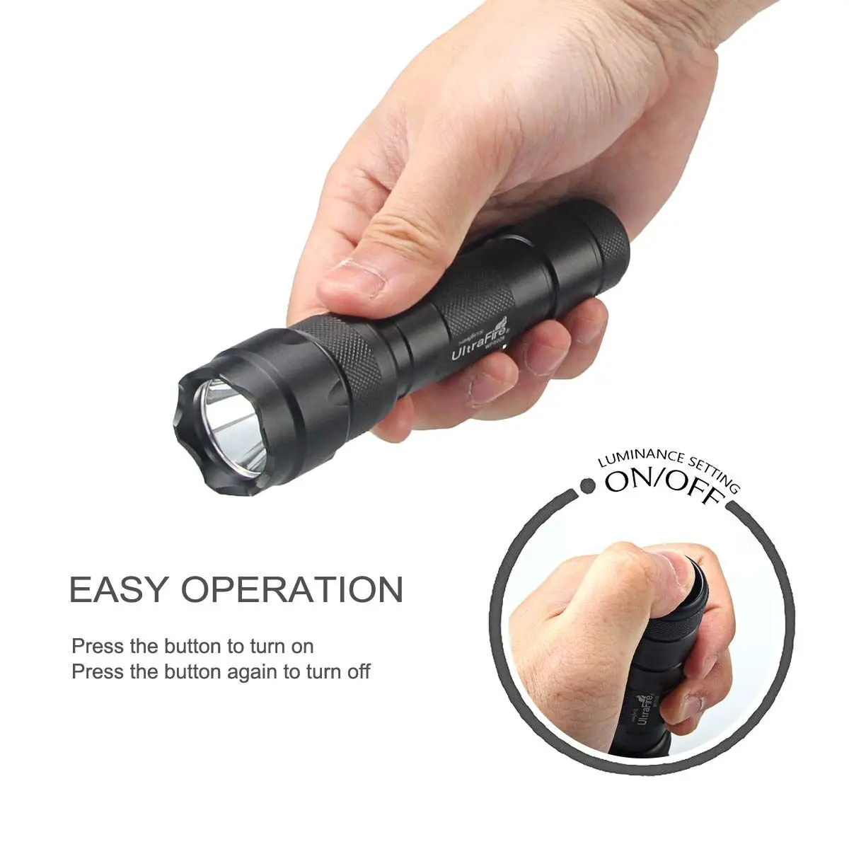 UltraFire WF-502B Tactical Flashlight Long Range 5W High Powerful Camping Torch Light Rechargeable Lantern for Daily Carry