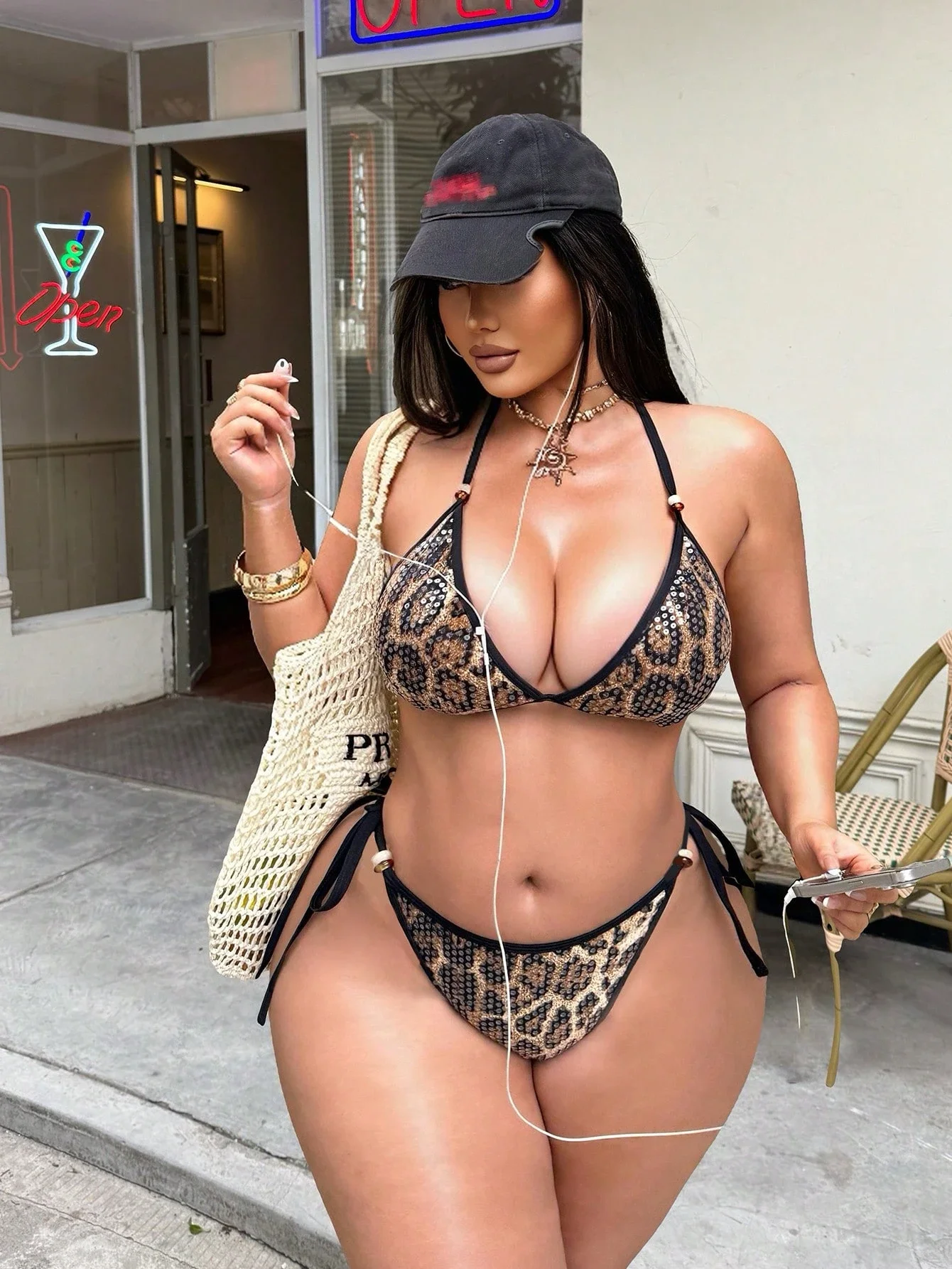

Leopard Print Sequin Sexy Bikini Two Piece Swimsuit For Women