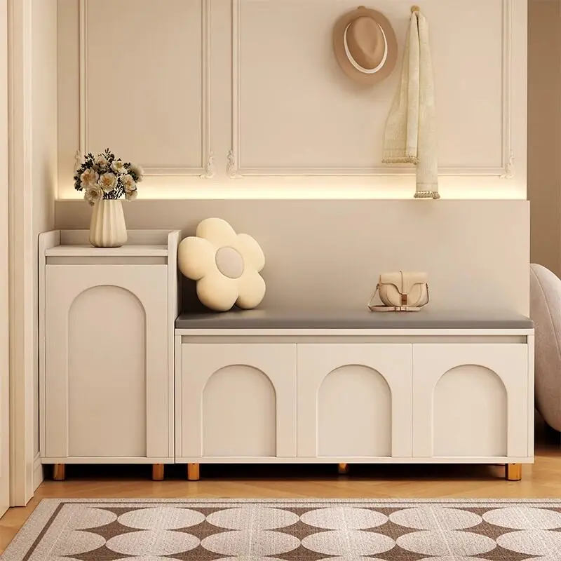Japanese Cream Shoe Cabinet Minimalist Legs Design Space Saving Tiny Shoe Cabinet Apartments Corner Zapateros Furniture Home