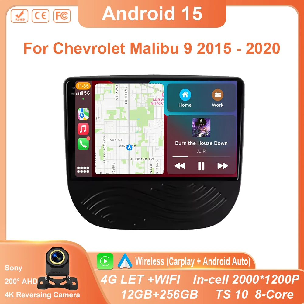 

Car Radio For Chevrolet Malibu 9 2015 - 2020 Carplay GPS Navigation Screen Car Android Auto 5G Wifi Stereo Unit No 2din din DVD