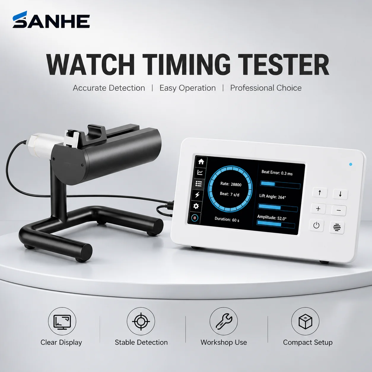 Multi-Function Mechanical Chronometer Movement Wristwatch Repair Tool Swing Polarization Measuring Instrument for Calibrator Use