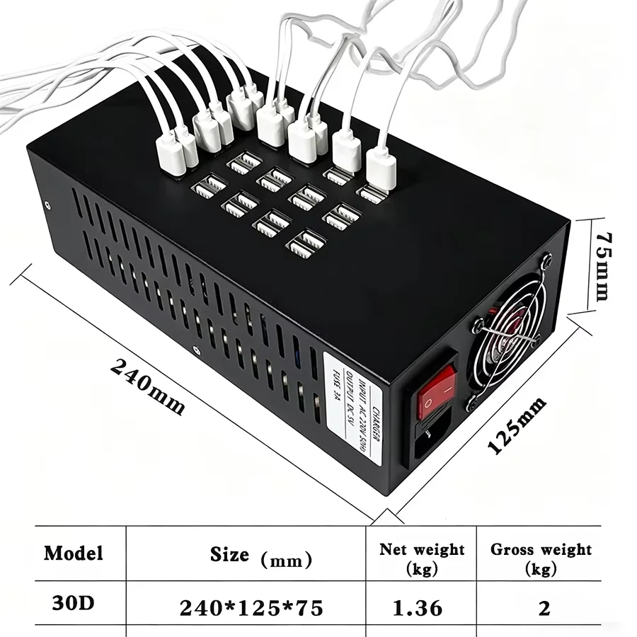 200W Universal Multi USB Charger 30 Ports Desktop Fast Charging Portable Power Station for Android iPhone 11- Tablet 충전기
