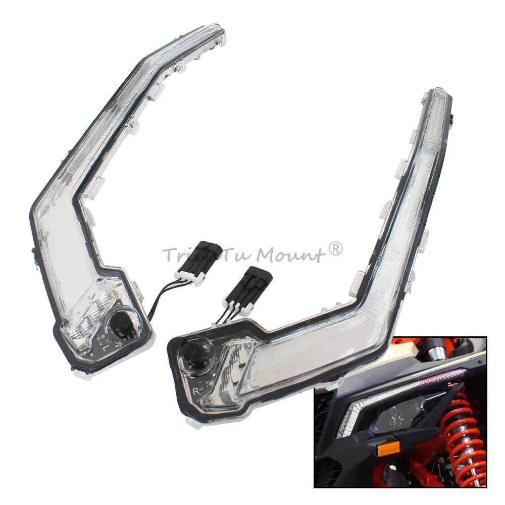 

UTV 1Pair Front Signature Light Assembly LED White DRL Running Light Eyebrow For Can Am Maverick X3 X3 MAX Trail Sport Sport MAX