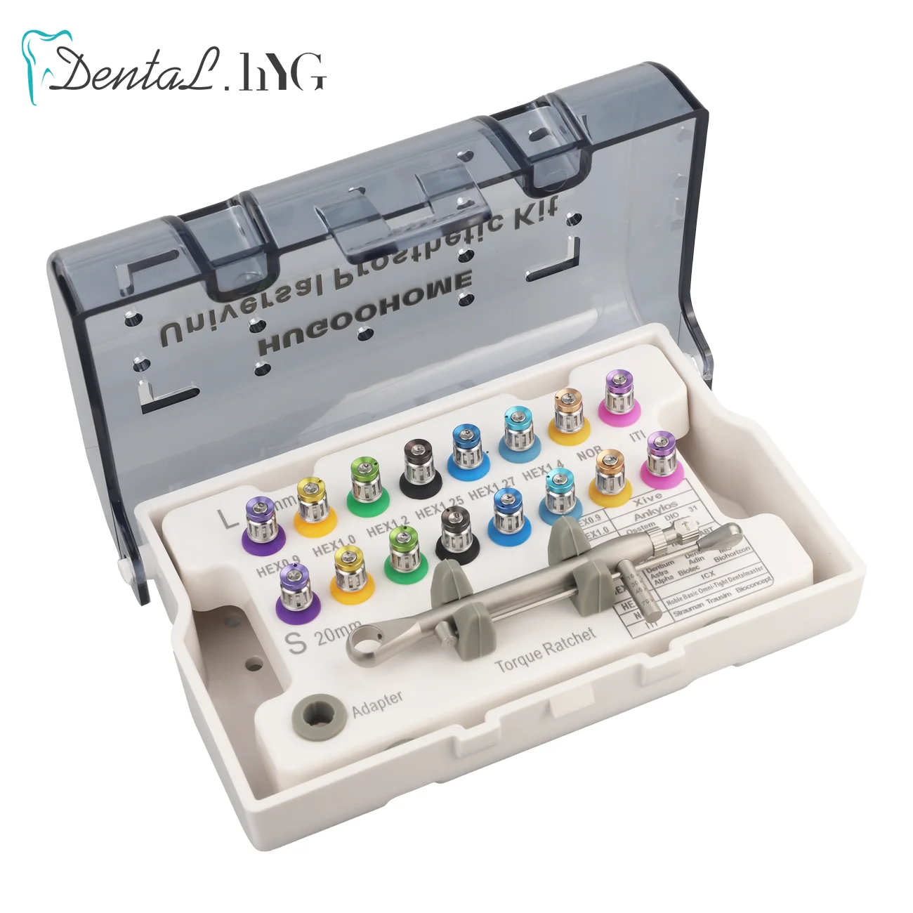 

1Set Dental Implant Screw Driver Colorful Torque Wrench Ratchet 10-70NCM with 16Pcs Screw Driver Universal Restoration Tools Kit