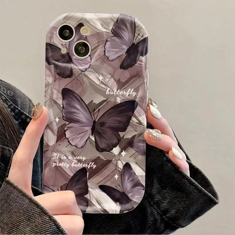 Phone Case For Huawei Honor 90 Lite 5G P30 Mate 30 40 Pro P40 Nova 9 SE 10 SE 11 5T 7 Pro cover Butterfly 3D Wavy Curved Edge