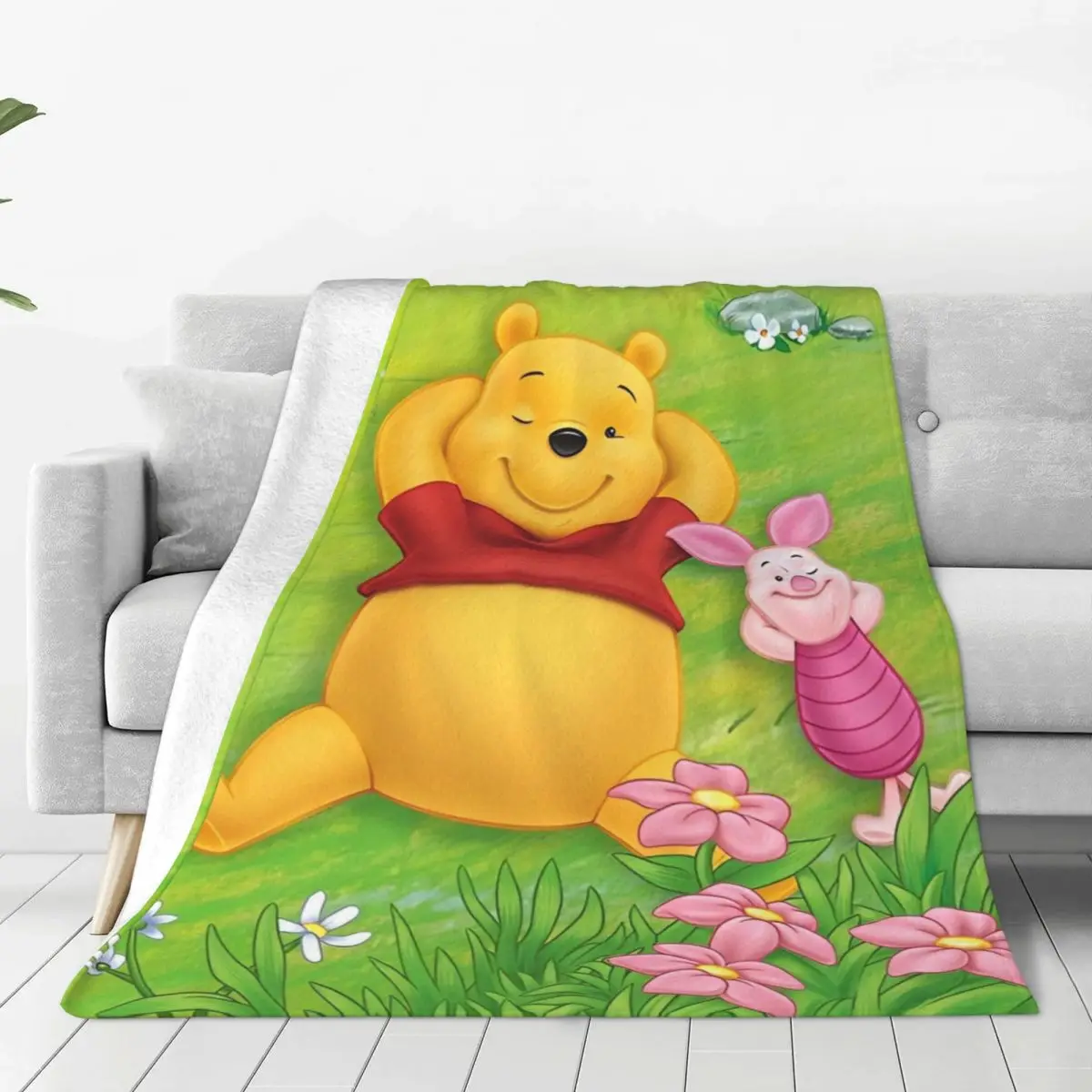 Winnie The Pooh Blanket Camping Flannel Bedding Throws For Couch Bed Soft Warm Custom DIY Quality Bedspread Birthday Gift