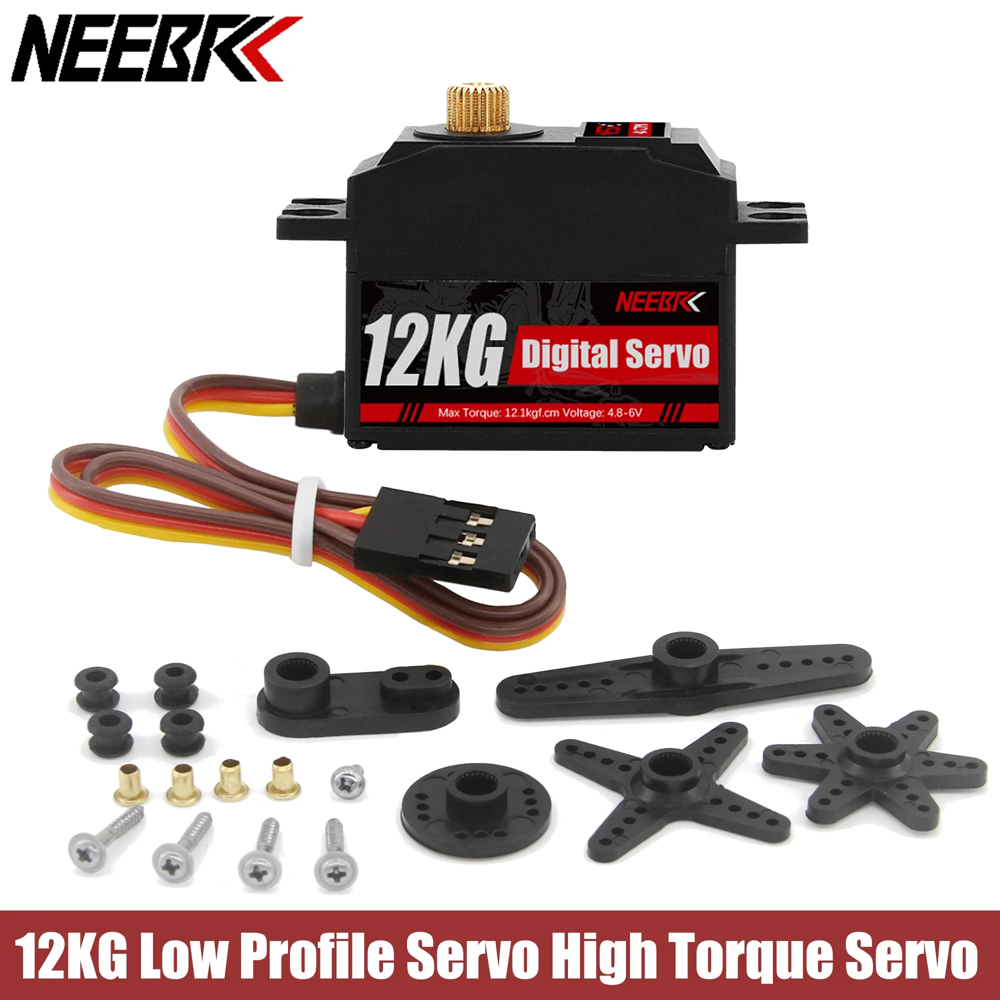 

NEEBRC 12KG Low Profile Servo High Torque Servo Motor for 1/18 1/16 1/14 RC Car Hyper Go E-Revo 144001 C24 D12 MN99S MN86 Plane