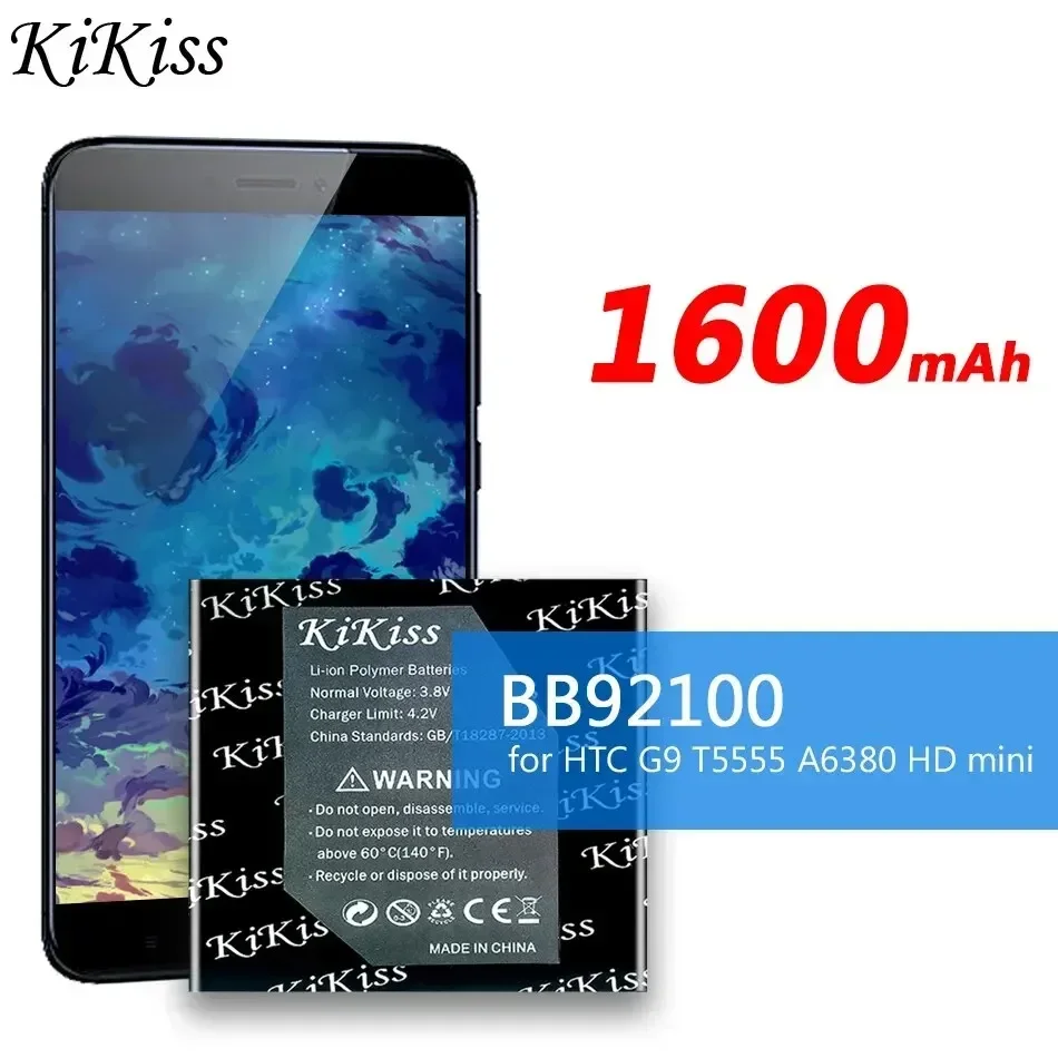 

Аккумулятор KiKiss BB92100 1600 мАч для HTC G9 T5555 A6380 HD mini Bateria