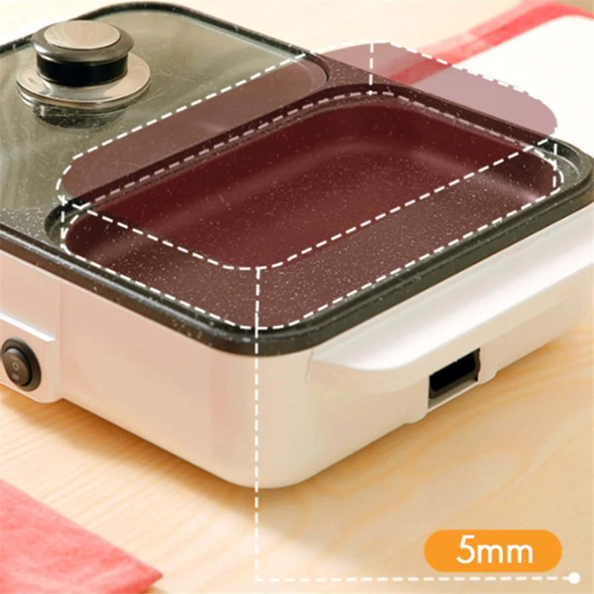 Panci Panas Listrik Anti Lengket Dalam Ruangan 2-In-1 dan Wajan Penggorengan Pemanggang BBQ Listrik Portabel untuk Pertemuan Keluarga Dalam Ruangan