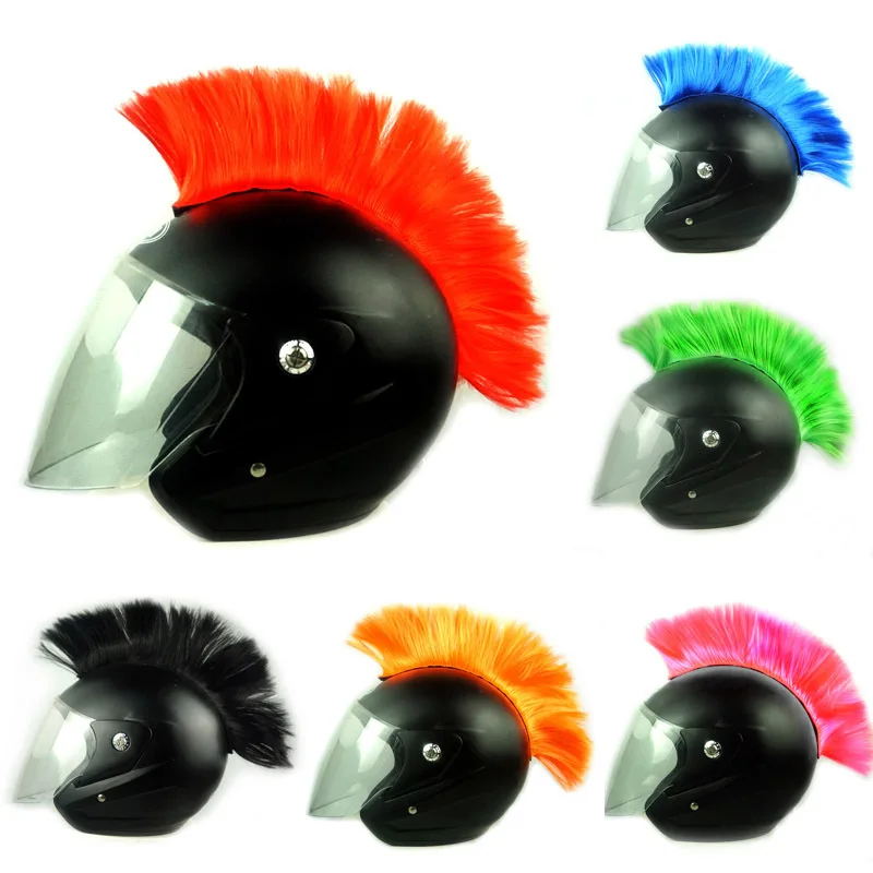 Peluca de casco cortable, decoraciones para casco, pelucas, cresta de gallo, Motocross, cara completa, decoración para casco todoterreno, pasta adhesiva para el cabello