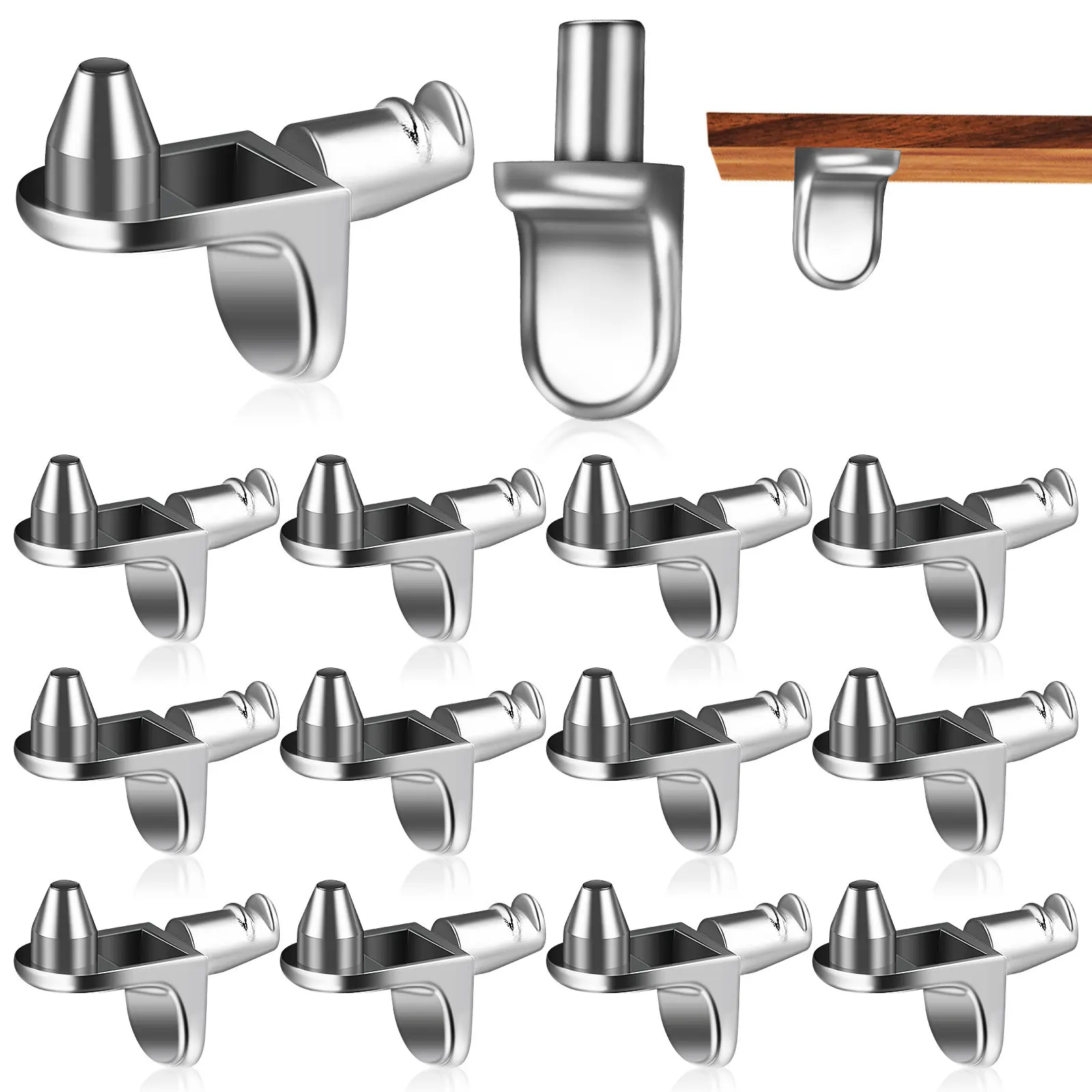 40Pcs Metal Bookshelf Pegs L Shape Shelf Holders Strong Rust Resistant Zinc Alloy for Kitchen Cabinets Bookshelves Cupboards