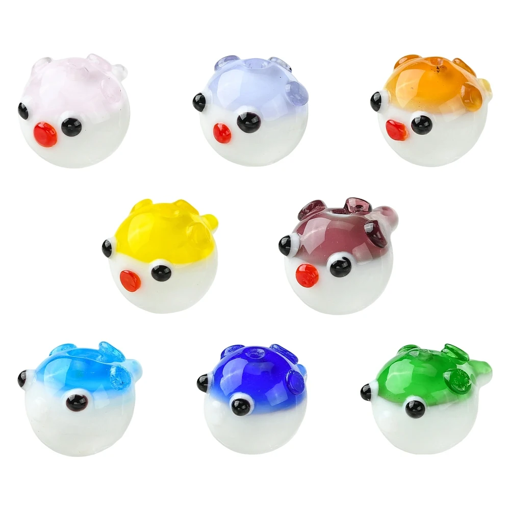 KitBeads 8pcs/35pcs Pufferfish Lampwork Glass Beads Round Puffer Fish Loose Focal Beads For DIY Bracelet Necklace Jewelry Making