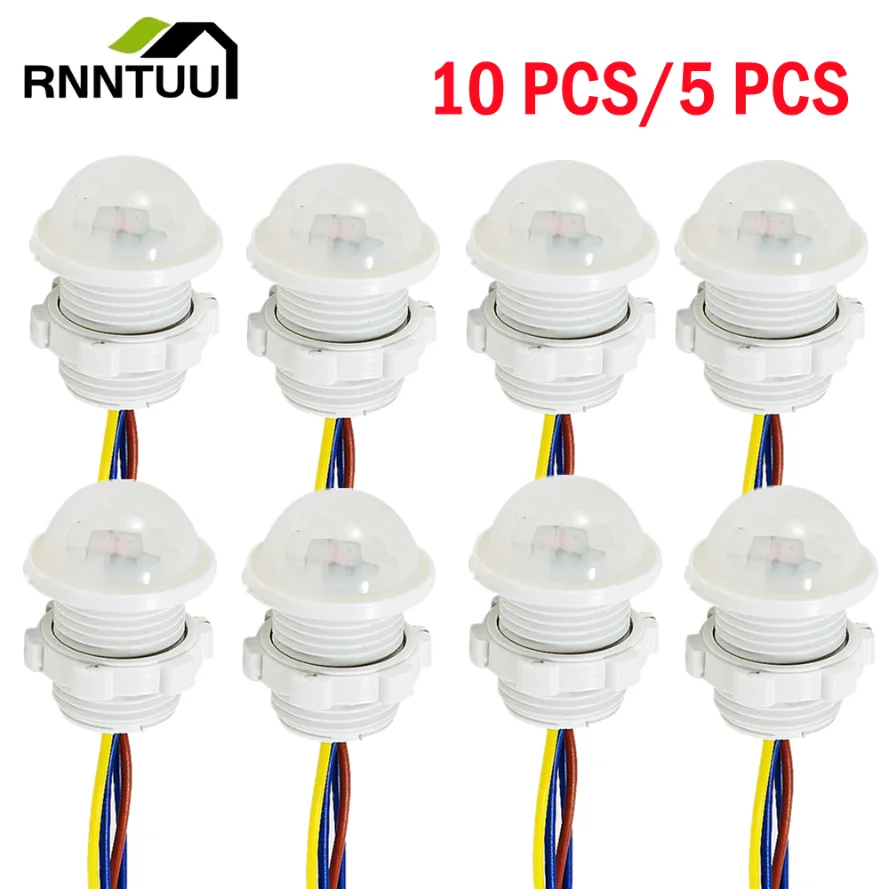 10/5pcs Light Switch PIR Sensor Detector Smart Switch LED 110V 220V PIR Infrared Motion Sensor Switch Auto On Off Wholesale