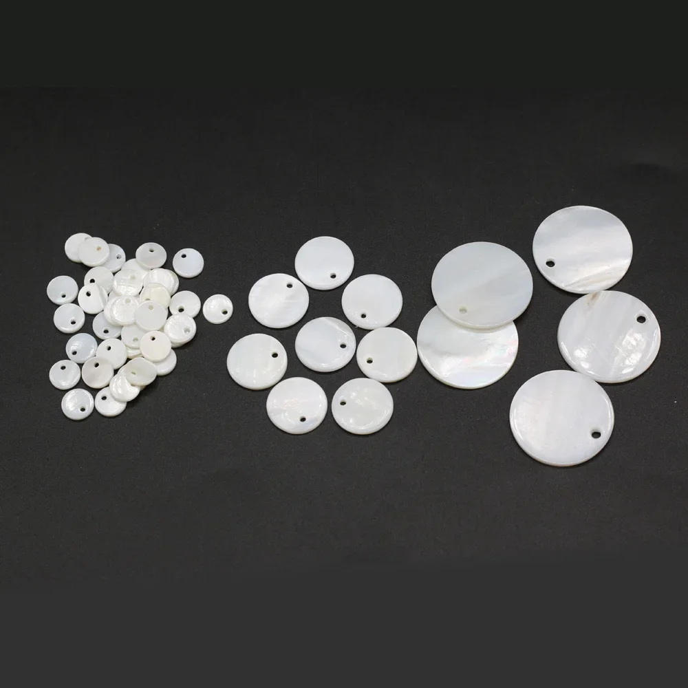 Mother of pearl shell Natural Freshwater Circular White Pendant Beads   for DIY Elegant Necklace Bracelet Jewelry Making