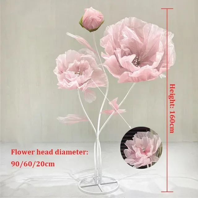 3PCS 160cm Large Road Lead Flowers Wedding Decor Props Artificial Flowers Silk Ink Flower Window Layout Stage Garden Decoration