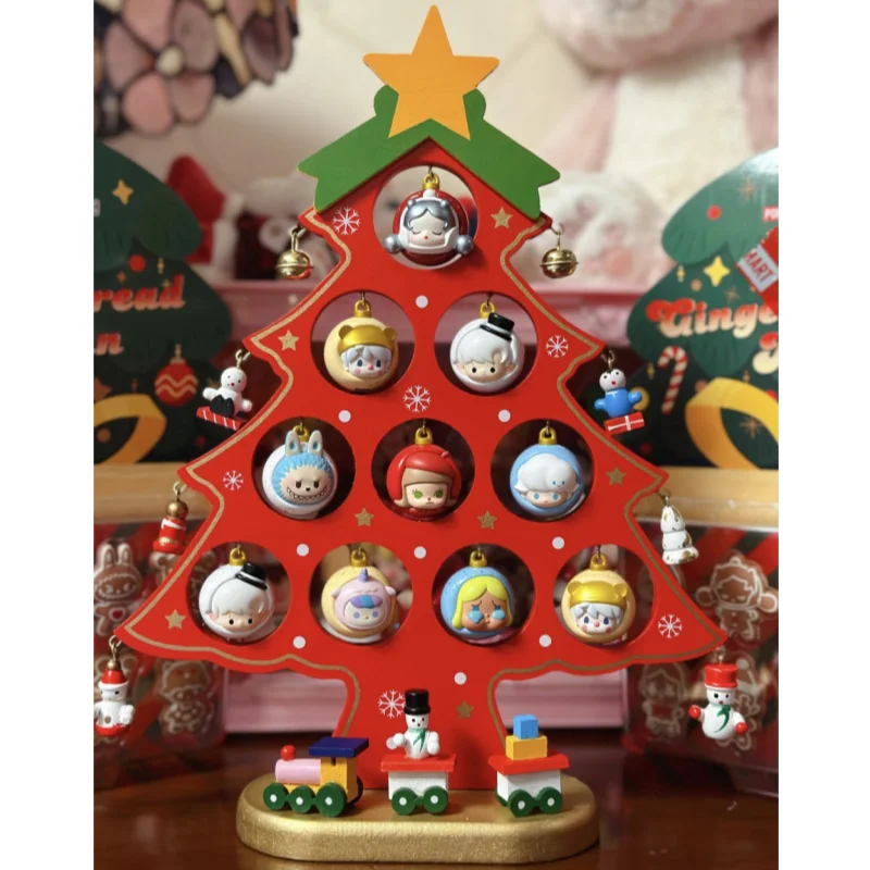 Nuovo Pop Mart Campana di Natale Serie Labubu Hacipupu Dimoo Fagiolo Dolce Skullpanda Pucky Molly Figura Palla Di Natale Giocattolo Bambole Regalo