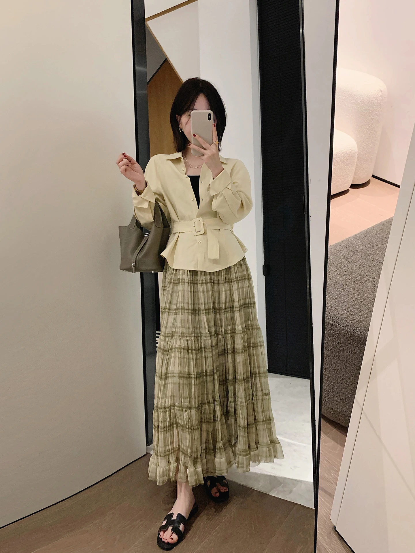 

Женская корейская ретро-юбка миди в клетку Misslady, трапециевидная, из тюля, стройнящая, длинная, мягкая, удобная, с эластичной талией, для повседневной носки