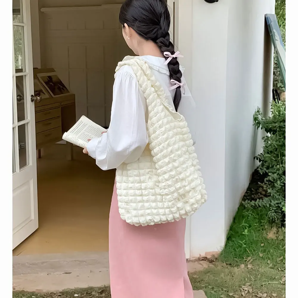 New Style Waffle-Pattern Large-Capacity Shoulder Bag for Women, Niche Versatile Bubble Bag with a High-End Feel, Underarm Bag