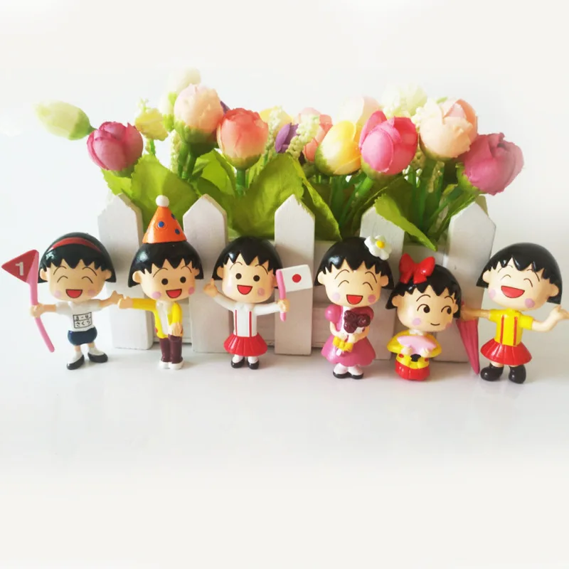 12 pz/set Chibi Maruko-Chan PVC Action Figure Anime Cartoon Mini Modello di Auto Decorazione Del Desktop Giocattolo di Fascino Regalo Di Compleanno Per Bambini