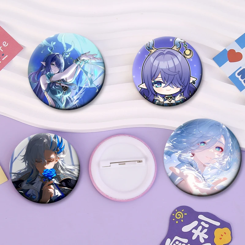Neuvillette Shenhe Wanderer Ineffa Citlali Lauma Kaeya Cartoon Characters Brooches Game Anime Genshin Impact Badge Round Pins