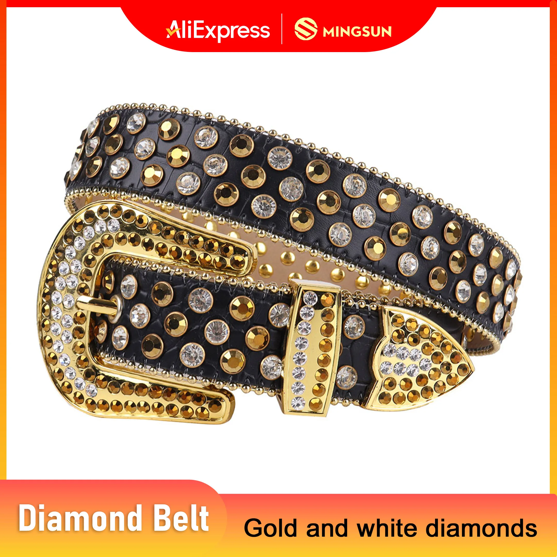 

Designer Pu Leather Diamond Belt Men Women Luxury Retro Needle Buckle Fashion Western Rhinestone Studded Belt for Jeans Cinturon