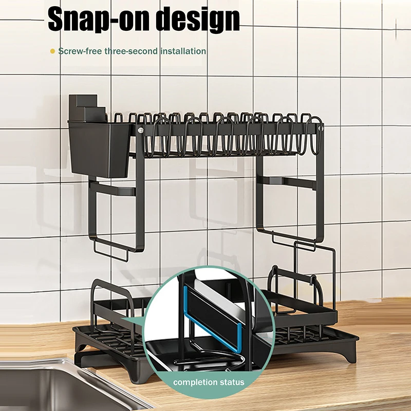 Double-Layer Kitchen Dish Drying Rack Detachable Bowl Chopsticks Storage Shelf