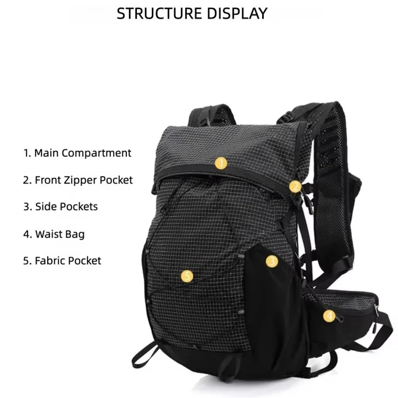 Lightweight Outdoor Hiking Backpack with Large Capacity, Waterproof and Breathable, Suitable for Hiking Trips, Can Hold Water Bags, with Rain Cover