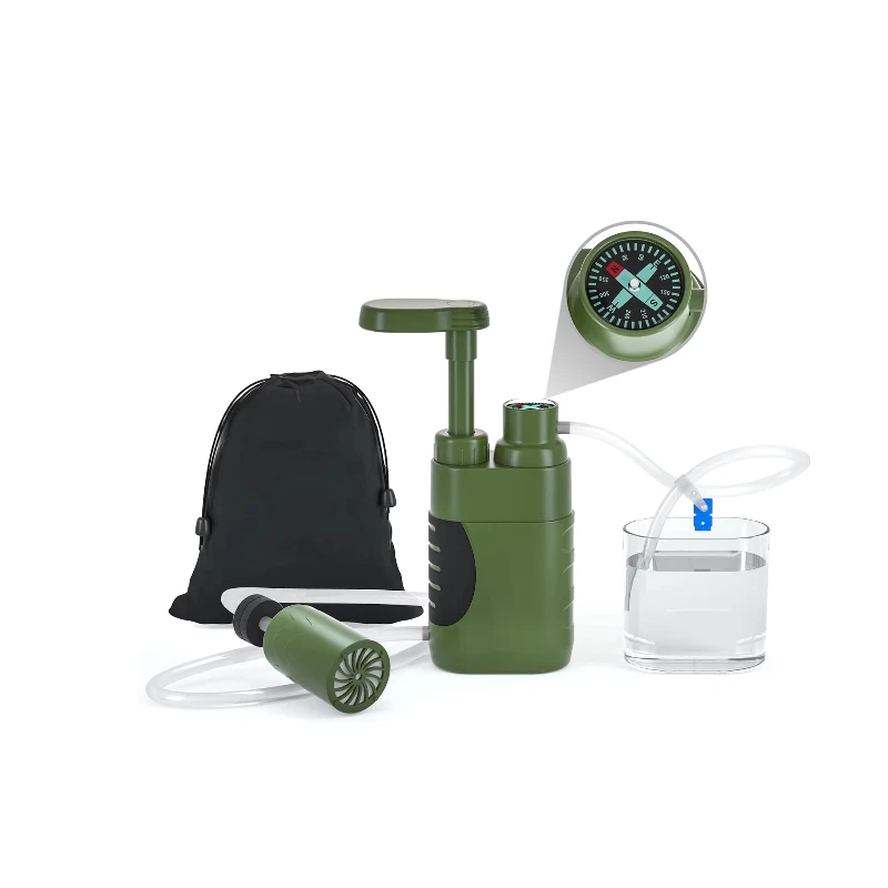 

Water purifier pump with replaceable carbon 0.01 micron water filter 4 filter grade portable outdoor