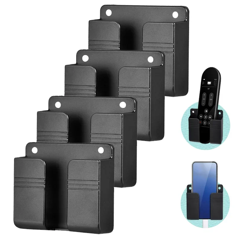 1-4Pcs Wall Mounted Organizer Storage Box Remote Control Mobile Phone Plug Wall Holder Charging Multifunction Holder Stand