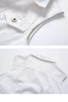 Summer Mens Ripped Denim Vest Male Tank Top Washed Jeans Waistcoat Man Retro Cowboy Hip Hop White Sleeveless Jacket 6