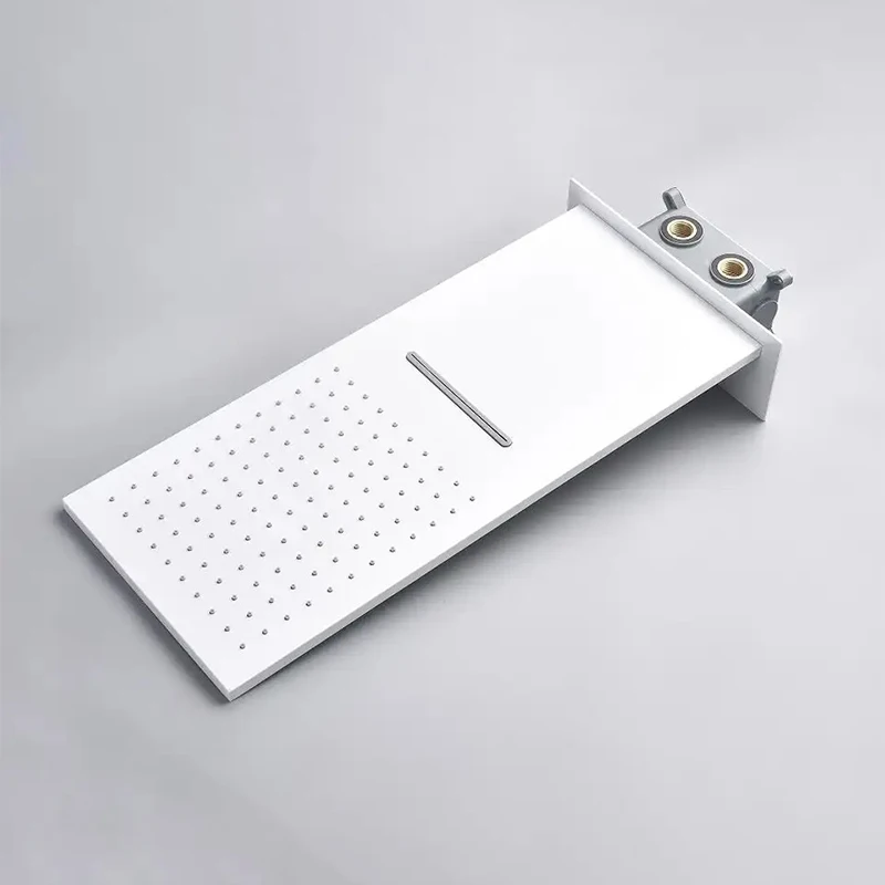Smart White Rainfall Waterfall Shower Head Digital Temperature LED Display Bathroom Shower System Set