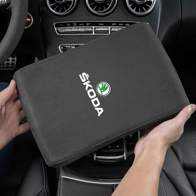 Skoda Car Sticker Car Interior Armrest Box Mat Center Console Accessories For Skoda Octavia Superb Kodiaq Rapid Karoq Fabia Yeti view 4