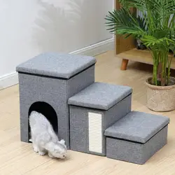 Dog Stairs With Storage Foldable Trunk Organizer Pet Ladder Storage Cat Stairs Storage Box Stable Soft Storage Organizer Dog