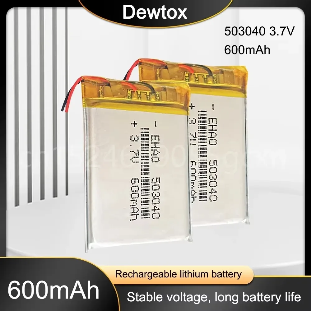 503040 3.7v 600mAh Lithium Li-ion Polymer Rechargeable Battery for MP3 MP4 GPS DVD DVR Recorder Headset Speaker Power Bank Cell