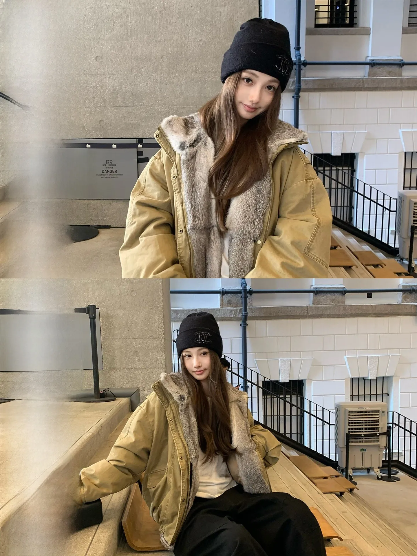 

Зимняя женская парка-пуховик с воротником из кроличьего меха, повседневная, теплая, утолщенная, на молнии, однотонная