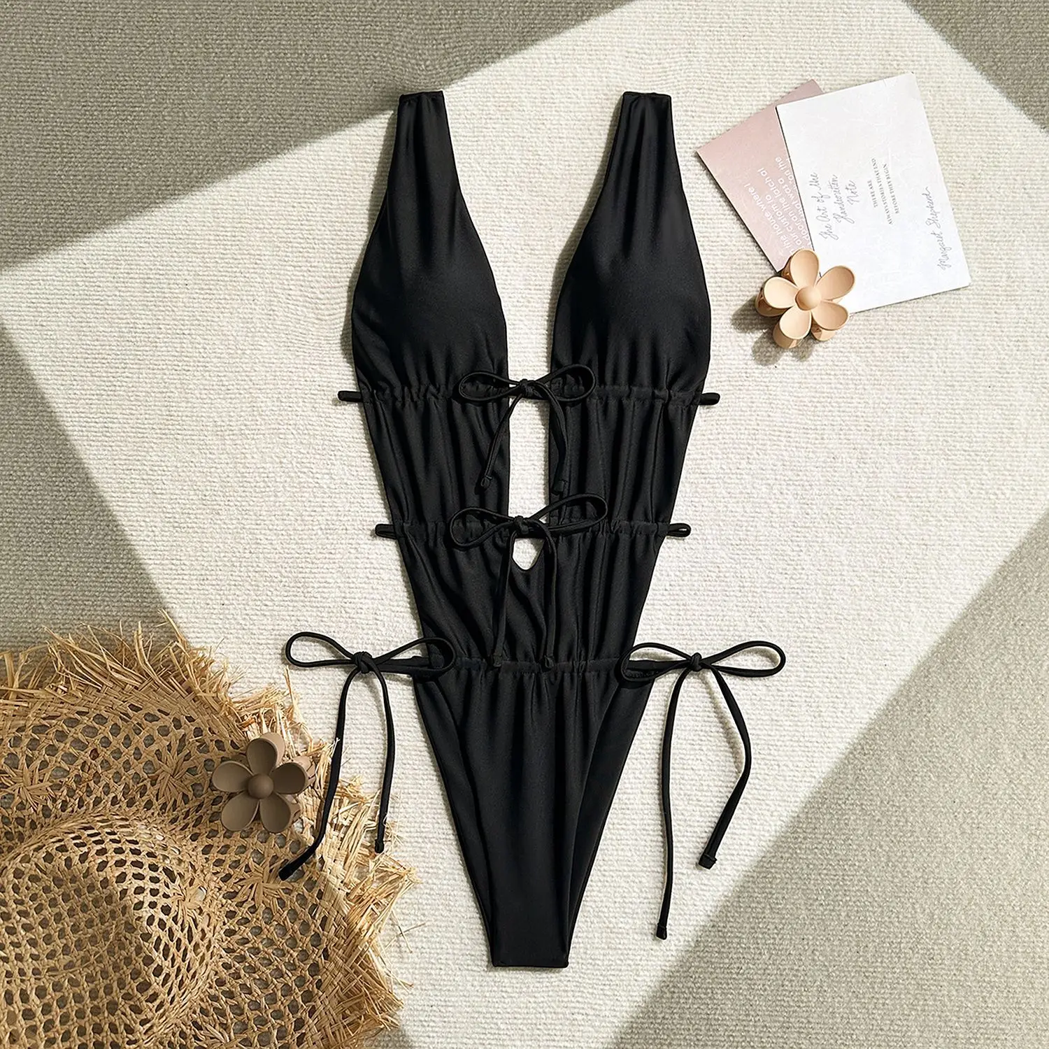 Maillots de bain bandeau froissés sexy une pièce cravate devant bikinis pour femmes maillots de bain maillot de bain tenues de plage body tankini