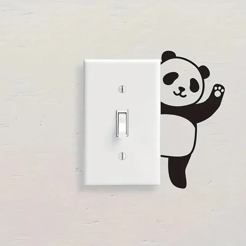 Panda Animal Vinyl Wall Stickers for Light Switch, Glass Surface Adhesive Decals, Matte Finish, Glam Style with Self-Adhesive In