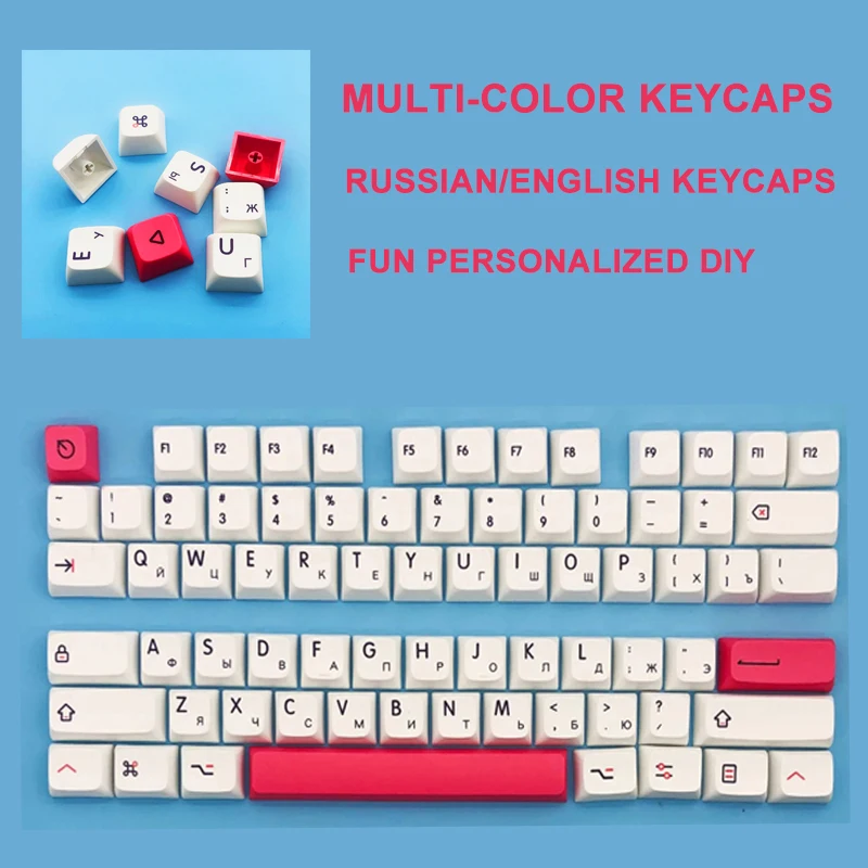 PBT Keycaps XDA Profile Personalized Russian English keycap Dye Sublimation For ikbc Cherry MX 104/87/61Keys Mechanical Keyboard