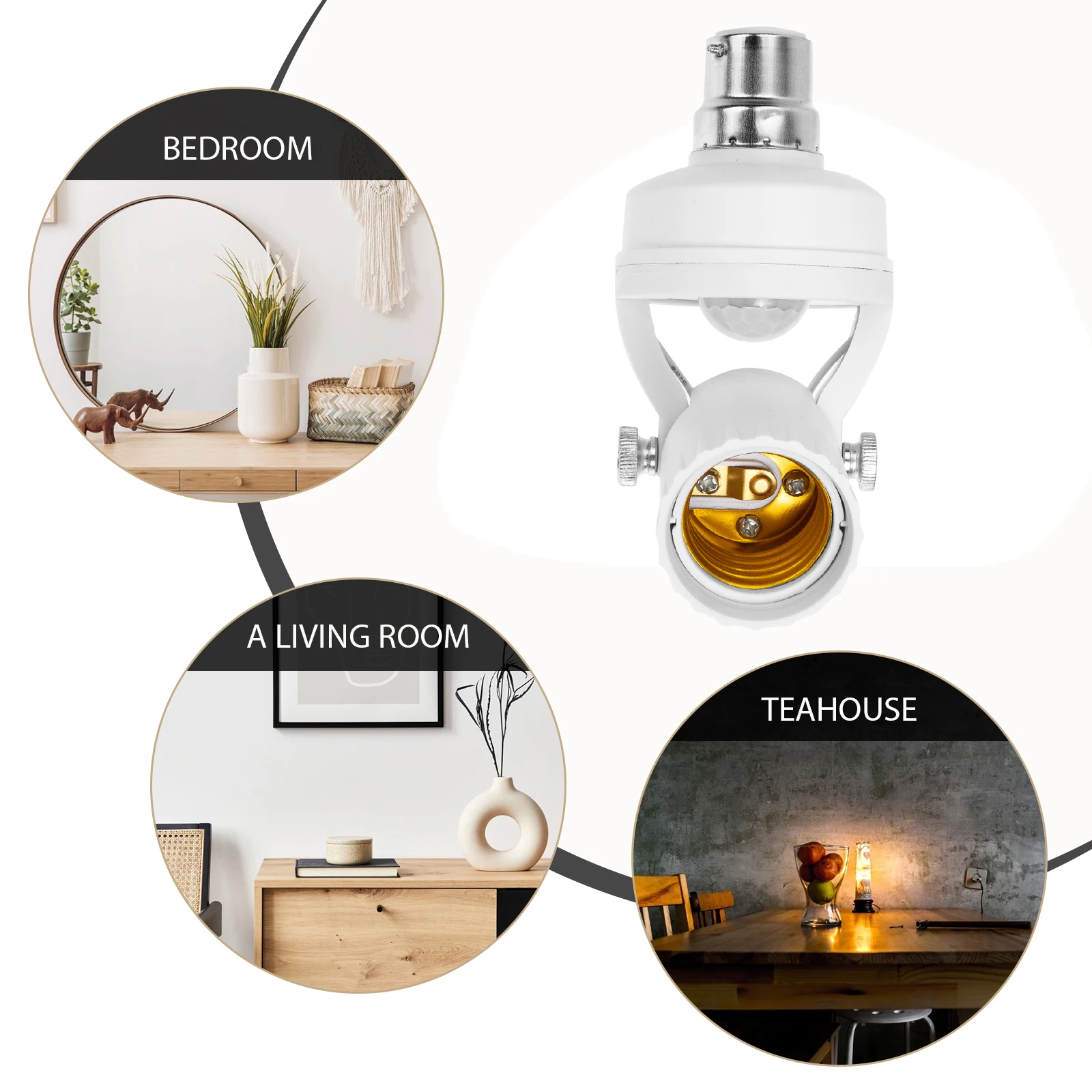 

Smart Infrared Sensor Lamp Holder Adjustable Light Socket Durable Pc Iron Material High Sensitivity Human Detection Socket