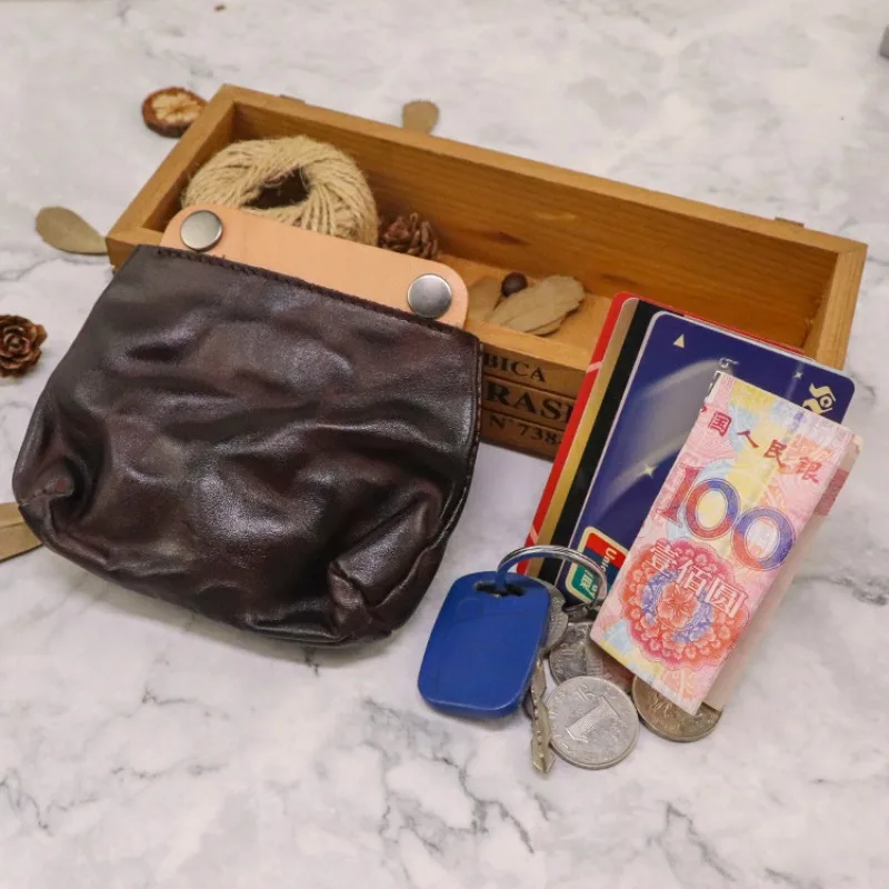 

vintage purse to do old hand-rubbed color plant tanned leather matching color simple lady card bag card sleeve purse