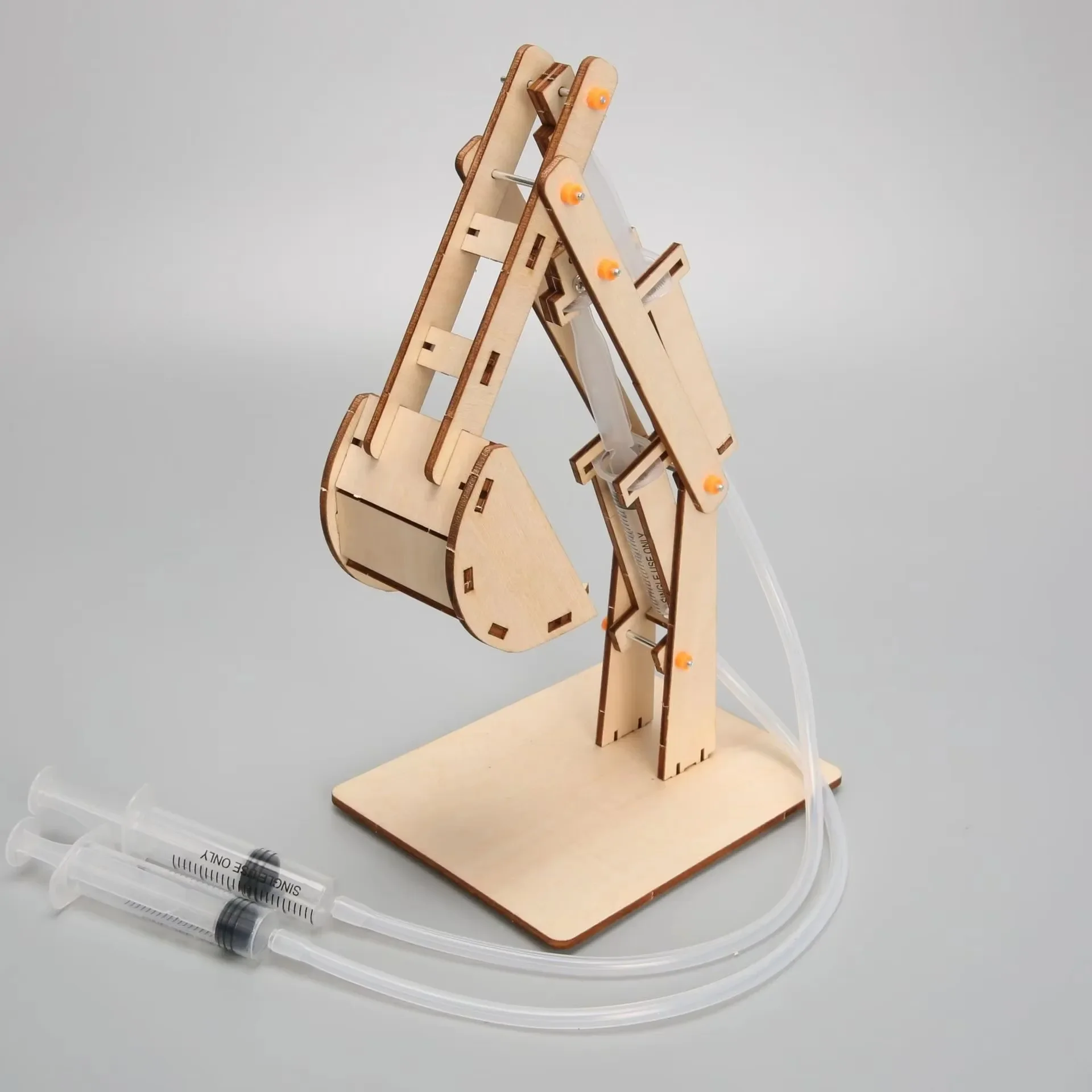 Fun STEM DIY Science Kit Wooden Hydraulic Excavator Model Handmade Craft Scientific Experiment Physics Maker Hobby Creative Gift
